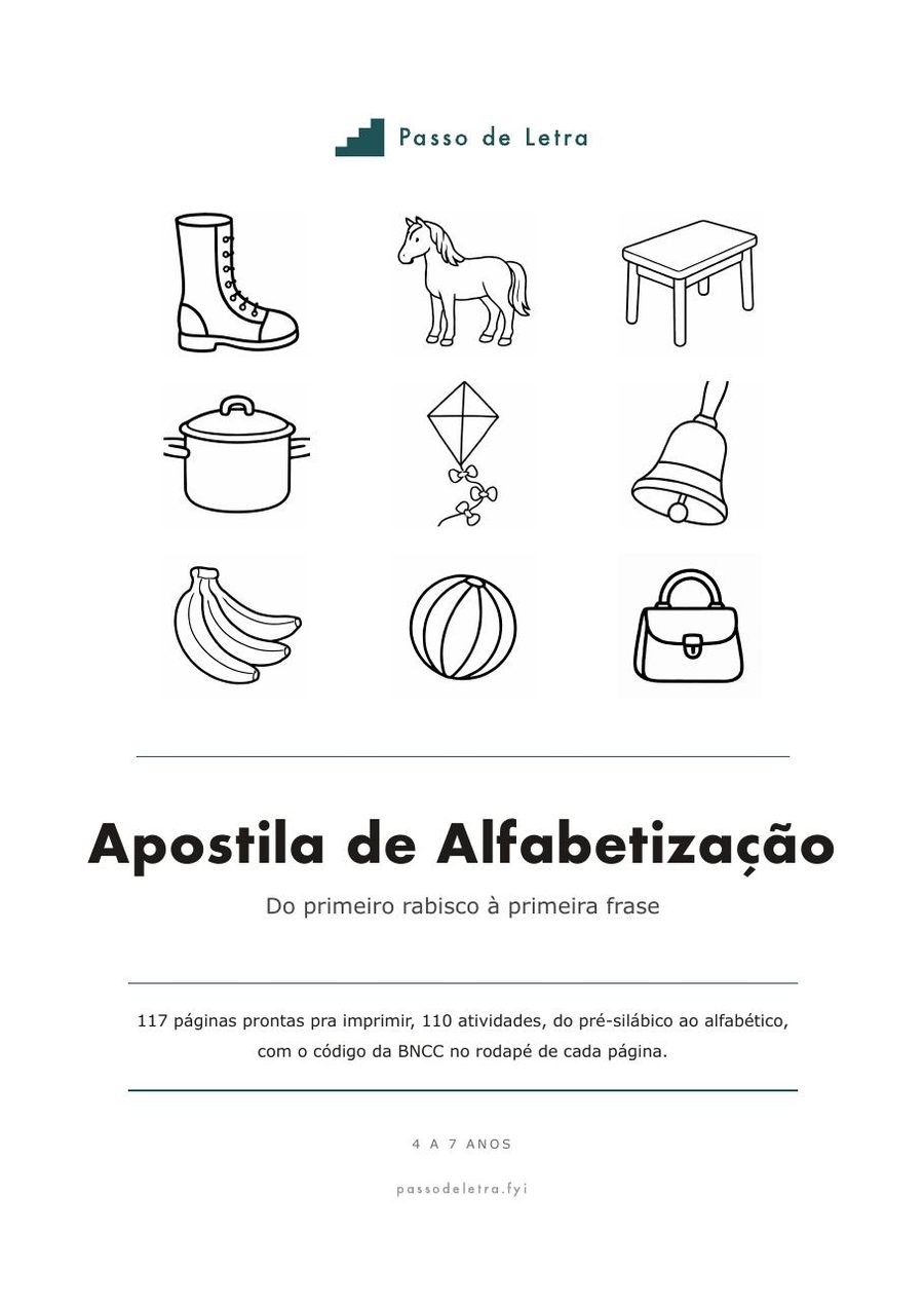 Capa da Apostila de Alfabetização Passo de Letra
